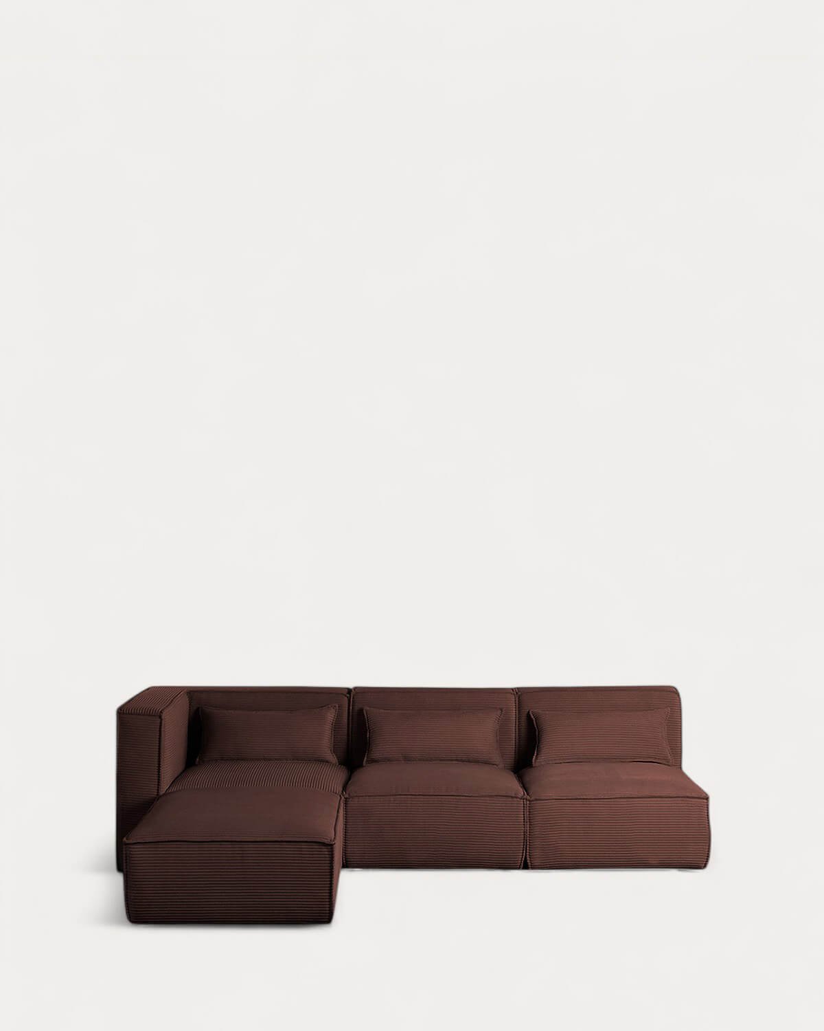 Modulares Dreiteiliges Ecksofa mit 2 Sesseln und Einem Hocker mit Kordelzug Kilhe
