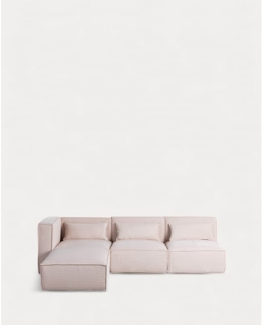 Modulares Dreiteiliges Ecksofa mit 2 Sesseln und Einem Hocker mit Kordelzug Kilhe