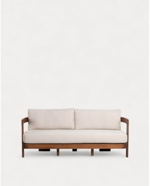 3-Sitzer-Gartensofa aus Akazienholz und Moad-Stoff
