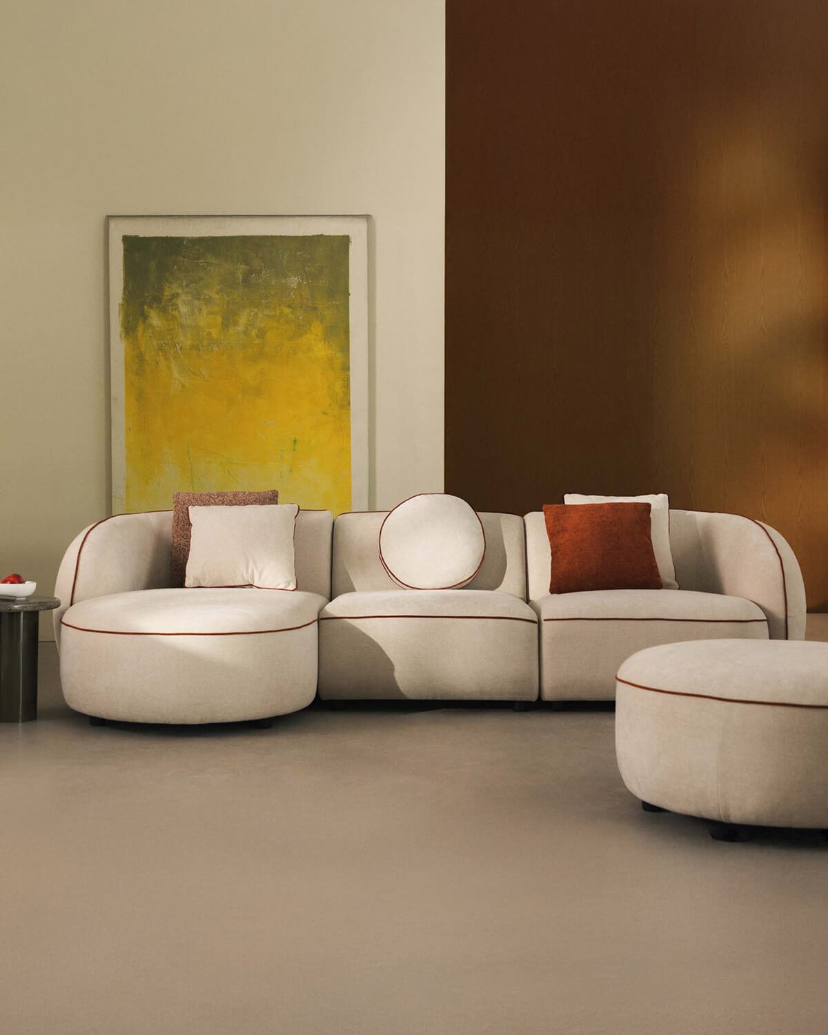 Modulare 3-Teilige Chaiselongue-Sofa mit Ecksofa und rundem Sitzkissen aus Ilham-Stoff, Galeriebild 2