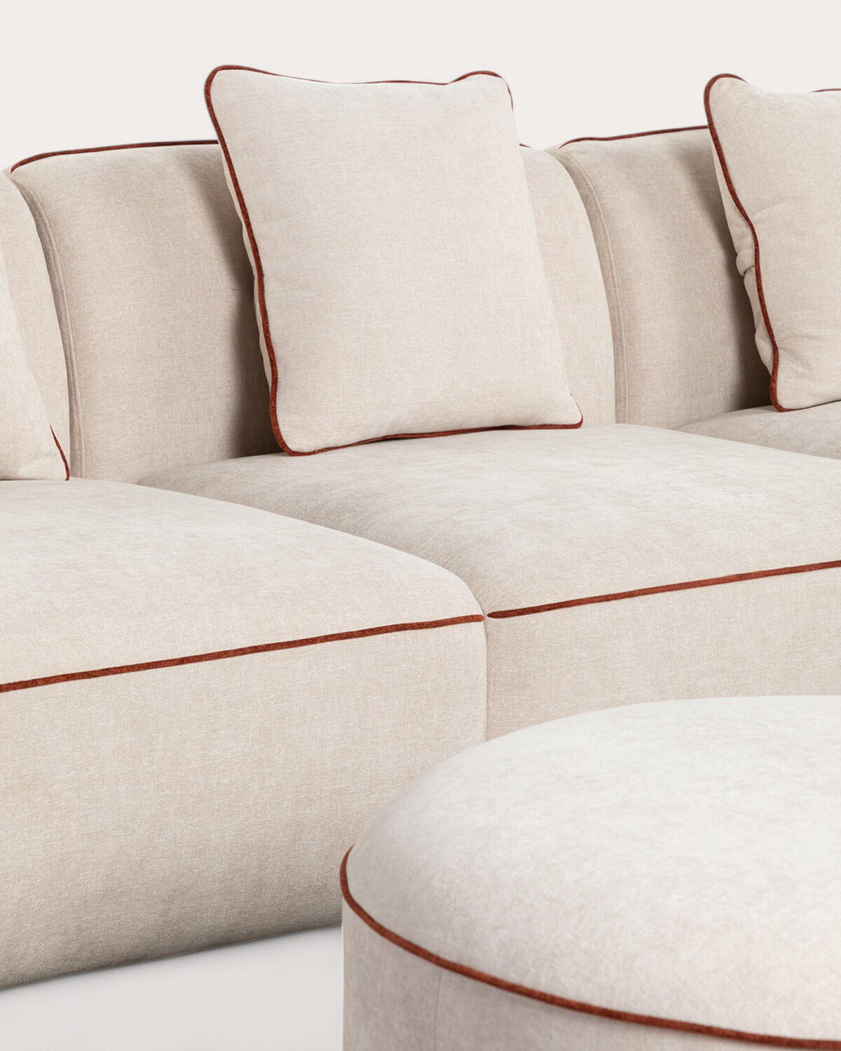 Modulare 3-Teilige Chaiselongue-Sofa mit Ecksofa und rundem Sitzkissen aus Ilham-Stoff, Galeriebild 5