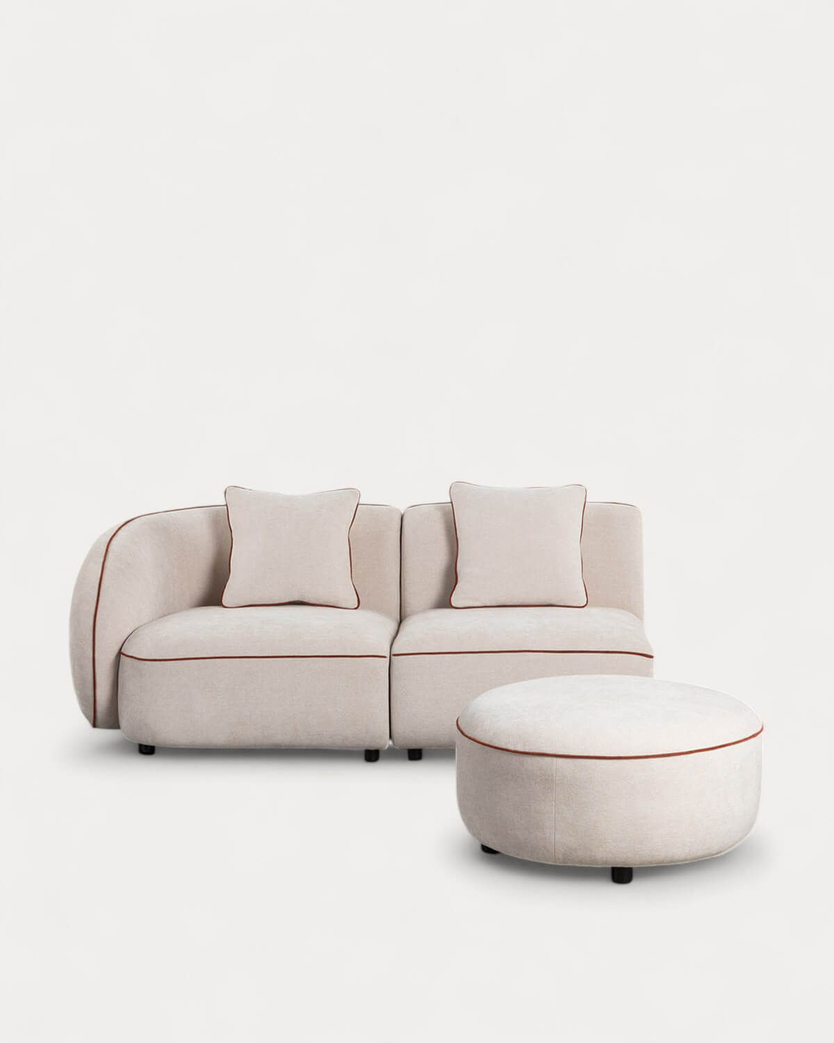 Modulares zweiteiliges Ecksofa mit Ilham-Stoffsessel und Puff, Galeriebild 1