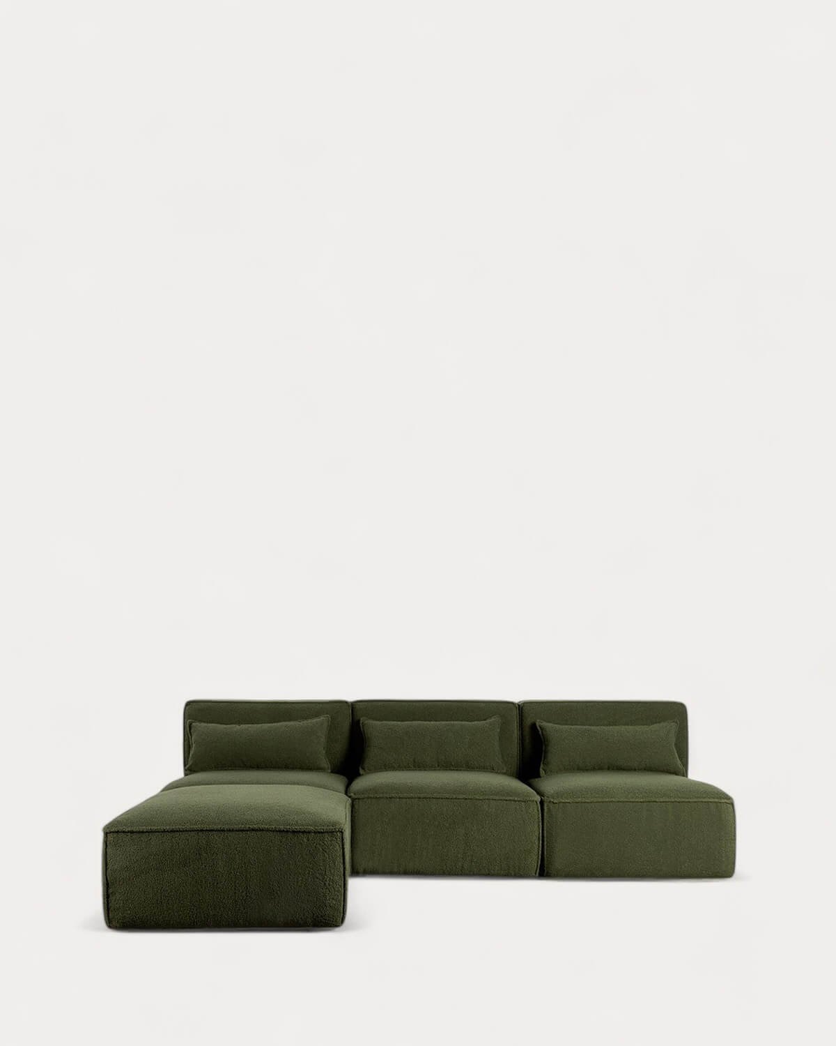 Modulares Sofa 3-Teilig und Pouf aus Bouclé Stoff Kilhe