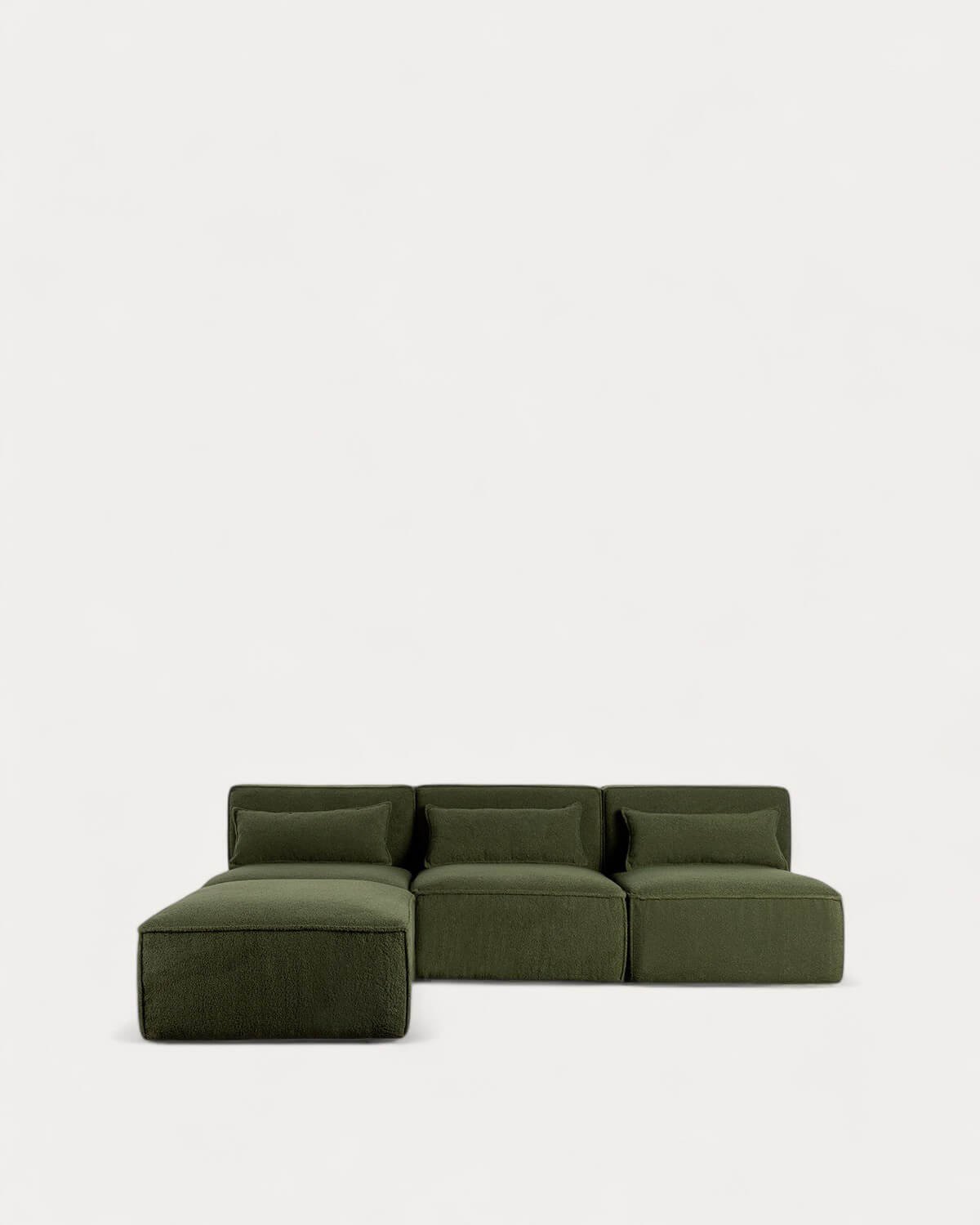 Modulares Sofa 3-Teilig und Pouf aus Bouclé Stoff Kilhe, Galeriebild 1