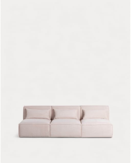 Sofa Modulares 3er-Sofa aus Dickem Kord Kilhe - Grober Kord -Beige Seashell