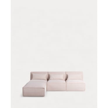 Modulares 3-Teiliges Sofa mit Dickem Kord-Puff Kilhe Grober Kord -Beige Seashell - The Masie