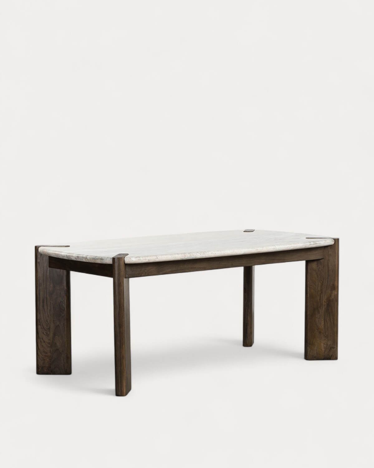 Rechteckiger Esstisch aus Sawar-Marmor und Mangoholz (180x99 cm) Edgar, Galeriebild 4492345