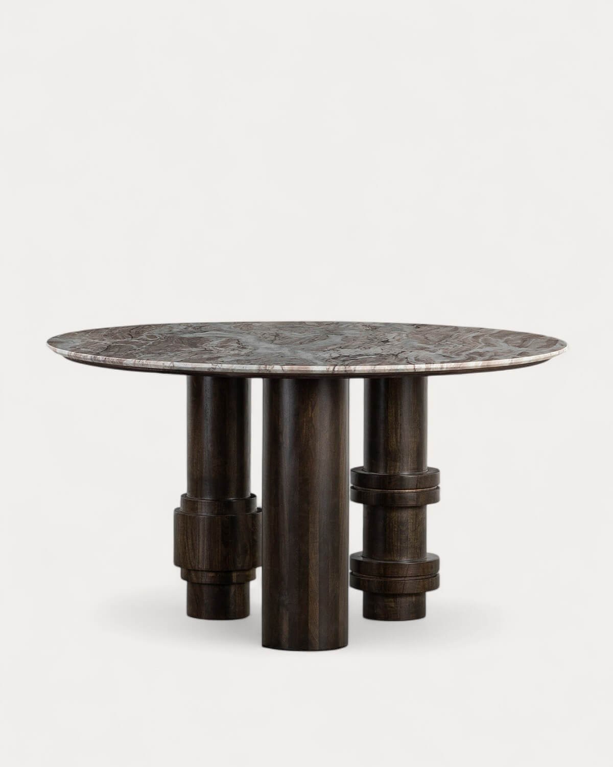 Runder Esstisch aus Sawar-Marmor und Mangoholz (Ø140 cm) Atenas, Galeriebild 1
