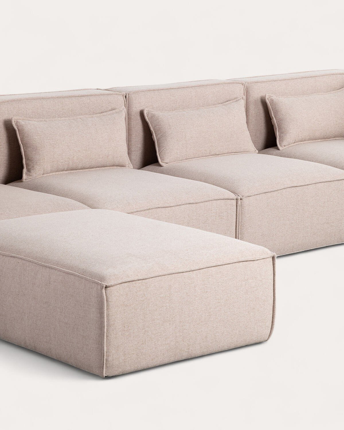 4-teiliges Modularsofa mit 2 Ecksesseln und Puffkachel aus Stoff, Galeriebild 6