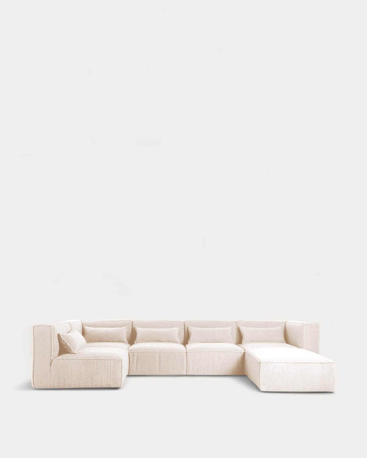 Modulares Sofa 5-Teilig und Pouf aus Bouclé Stoff Kilhe, Galeriebild 1