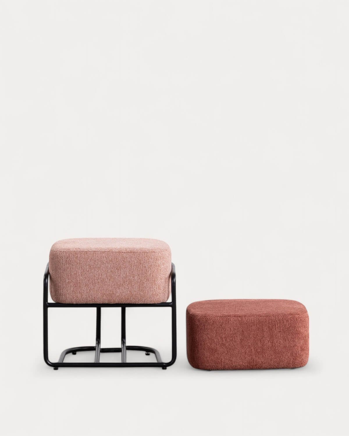 Rechteckiger Pouf mit Abnehmbarem Kissen aus Elin-Stoff, Galeriebild 3