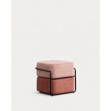 Rechteckiger Pouf mit Abnehmbarem Kissen aus Elin-Stoff Rosa Nude - The Masie