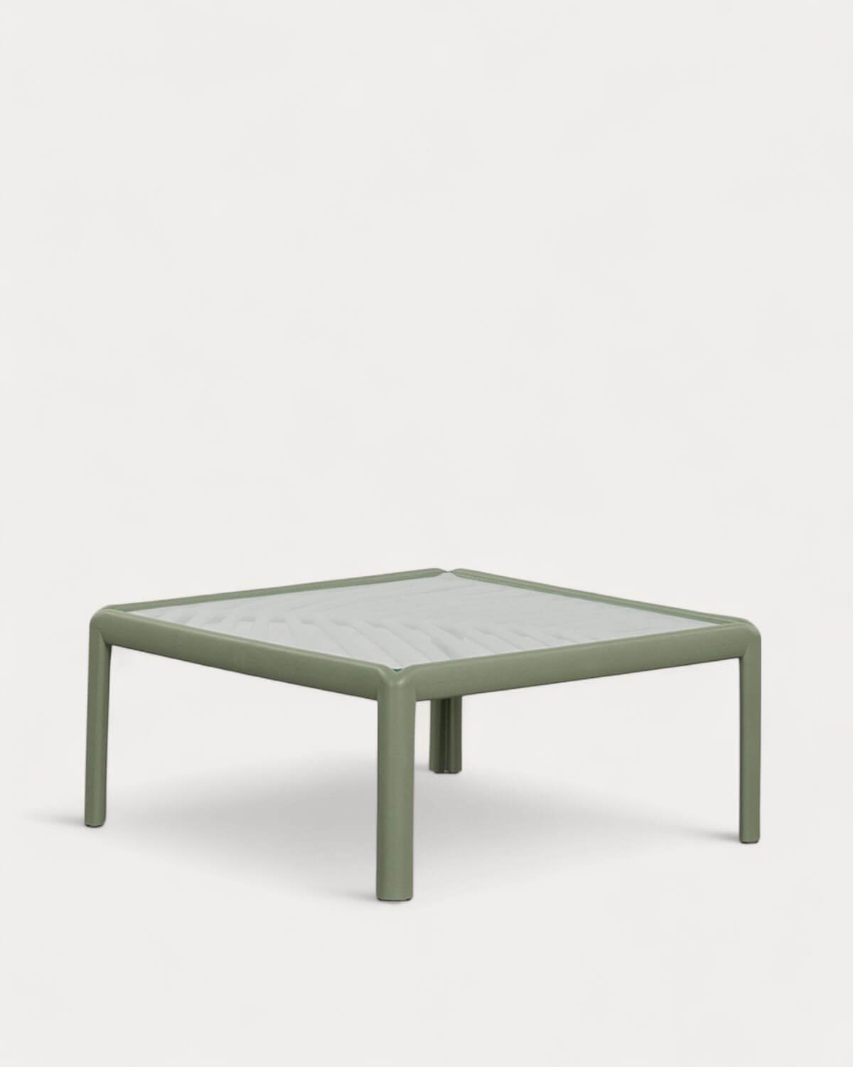 Quadratischer Couchtisch aus Polypropylen und Glas (69x69 cm) Meivy, Galeriebild 1