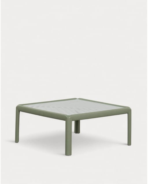 Quadratischer Couchtisch aus Polypropylen und Glas (69x69 cm) Meivy