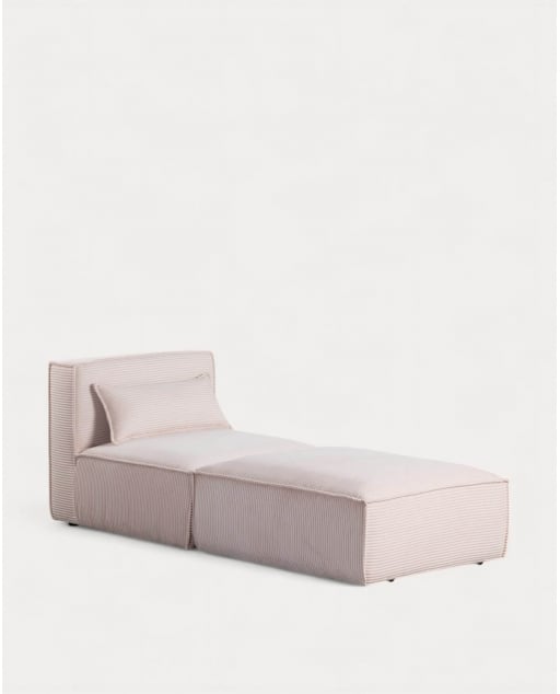 Modularer Sessel mit Pouffe aus dickem Kordsamt Kilhe - Grober Kord -Beige Seashell