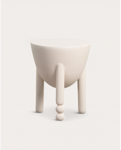 Runder Beistelltisch aus Metall (Ø40 cm) Misca - Beige Seashell