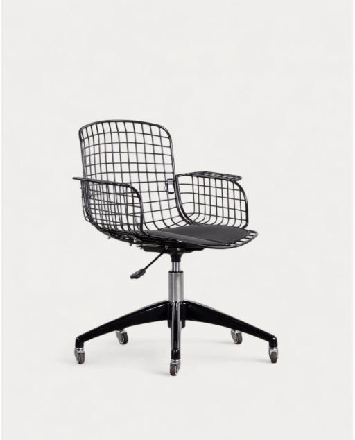 Aras Vintage Schreibtischstuhl aus Metall mit hoher Rückenlehne