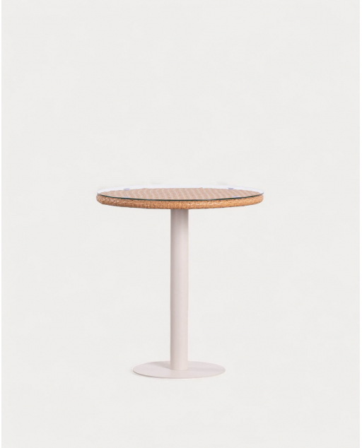 Runder Outdoor-Tisch aus Aluminium und gehärtetem Glas (Ø70 cm) Roys