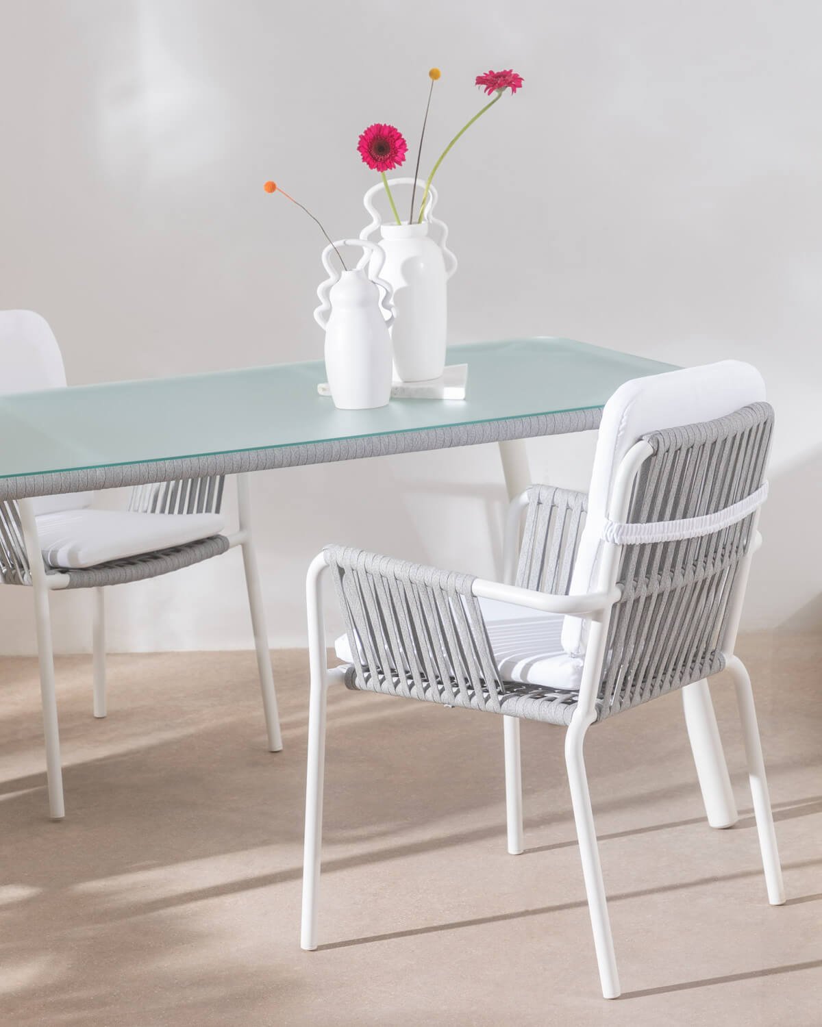 2er-Pack Outdoor-Stühle mit Aluminium-Armlehnen und Drian-Seil, Galeriebild 2