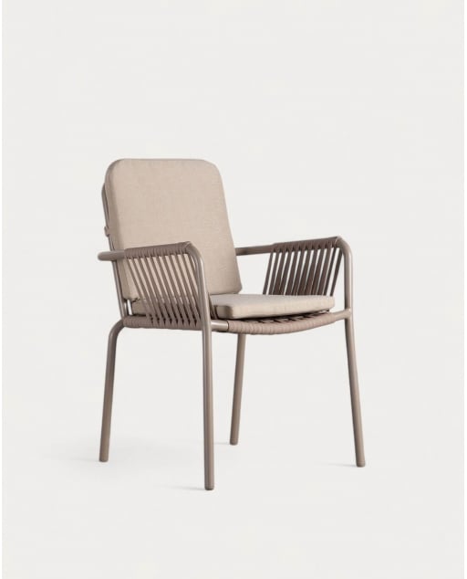 Set aus 4 Aluminium- und Seil-Außenstühlen - Drian
