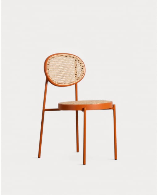 Pack 2 Esszimmerstühle aus Naturrattan und Metall Vili