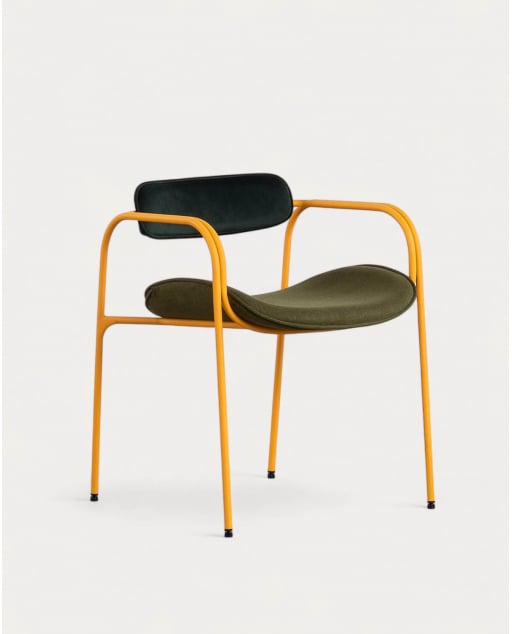 Esszimmerstuhl mit Armlehnen aus Samt und Stoff Ilan - Grün Grove