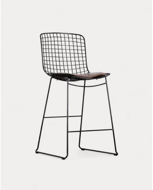 Hoher Barhocker 65 cm aus Metall Aras hohe Rückenlehne - Schwarz