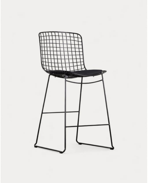 Hoher Barhocker 65 cm aus Metall Aras hohe Rückenlehne - Schwarz