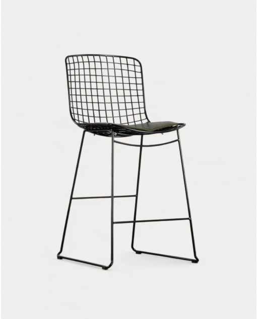 Hoher Metallhocker (66 cm) hohe Rückenlehne Aras - Schwarz