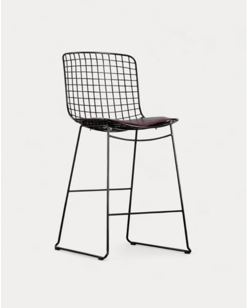 Hoher Barhocker 65 cm aus Metall Aras hohe Rückenlehne - Schwarz