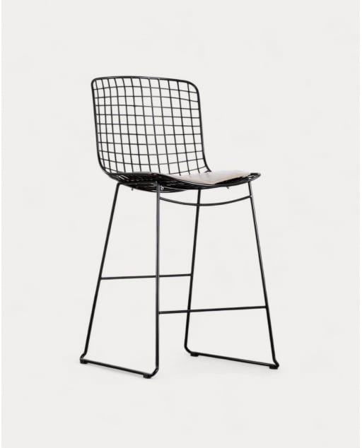 Hoher Barhocker 65 cm aus Metall Aras hohe Rückenlehne - Schwarz