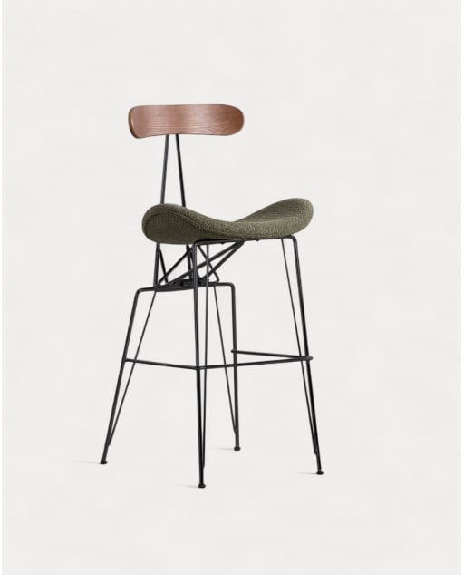 Pack 2 Hohe Hocker aus Stoff und Holz (76,5 cm) Brunela