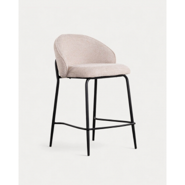 Hoher Hocker aus Stoff und Metall (64 cm) Emna Beige Seashell - The Masie