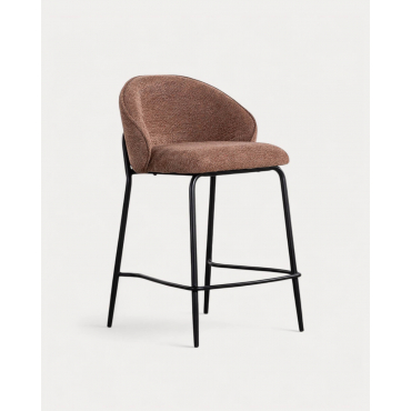 Hoher Hocker aus Stoff und Metall (64 cm) Emna Schokolade Braun - The Masie