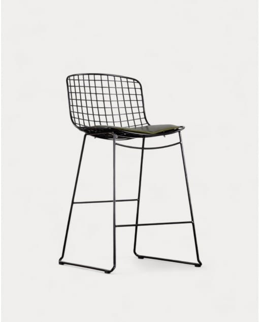 Hoher Metallhocker (66 cm) Aras mit niedriger Rückenlehne - Schwarz