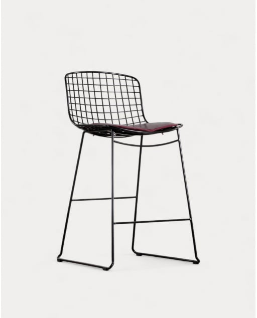 Hoher Metallhocker (66 cm) Aras mit niedriger Rückenlehne - Schwarz