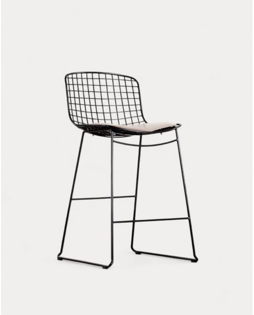 Hoher Metallhocker (66 cm) Aras mit niedriger Rückenlehne - Schwarz
