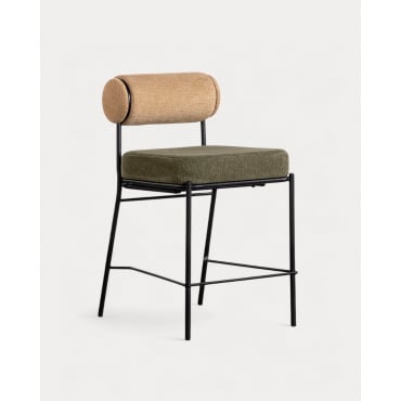 2er-Pack Hohe Hocker aus Stoff und Metall (64,5 cm) Elin Grün Nori - The Masie