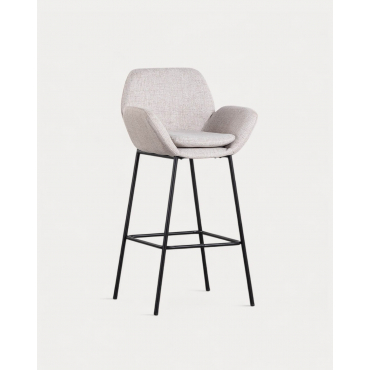 Packen Sie 4 Hohe Hocker aus Metall und Stoff (77 cm) Eider Beige Seashell - The Masie