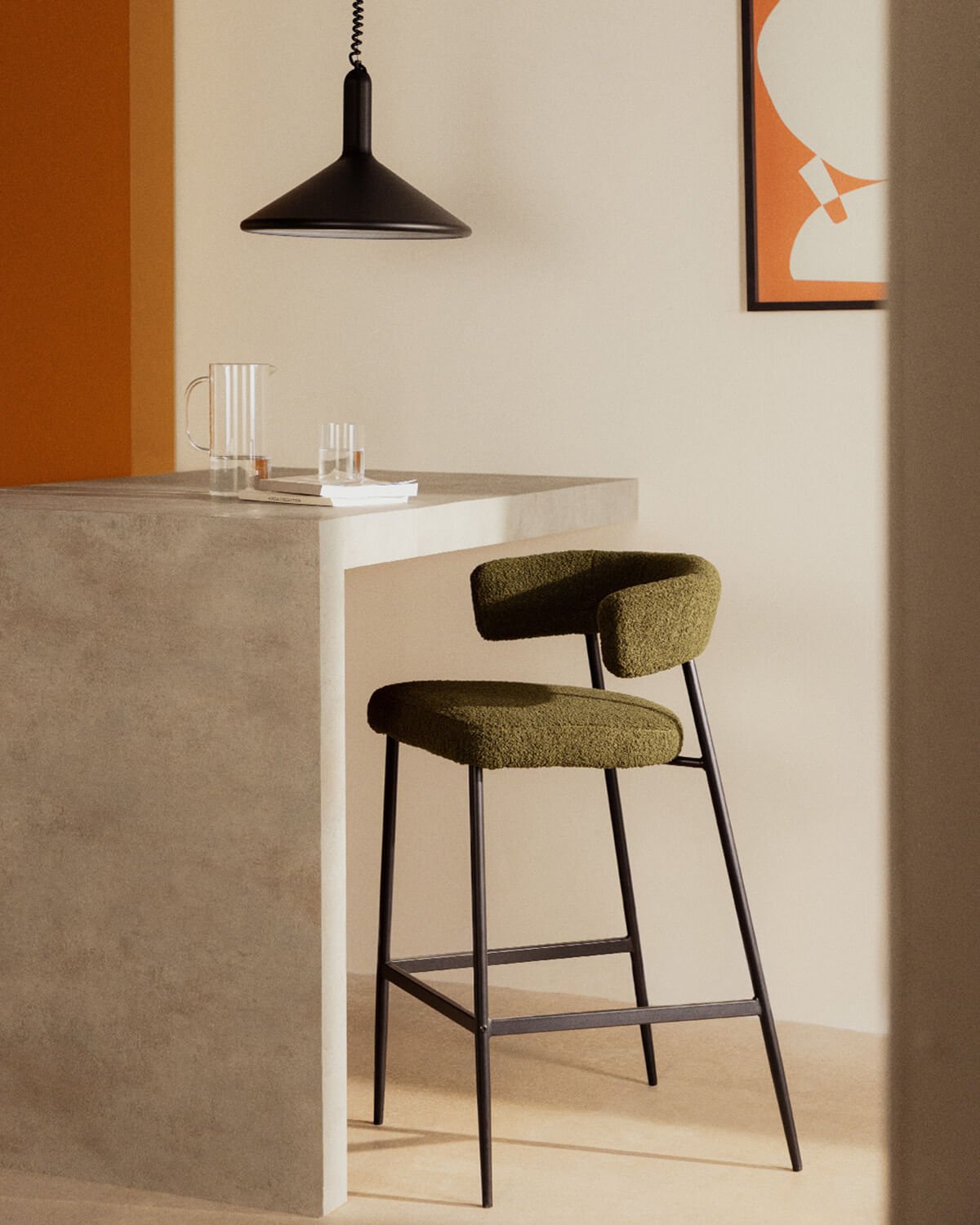 2er-Pack hohe Metallhocker (74 cm) Eloise Bouclé, Galeriebild 2