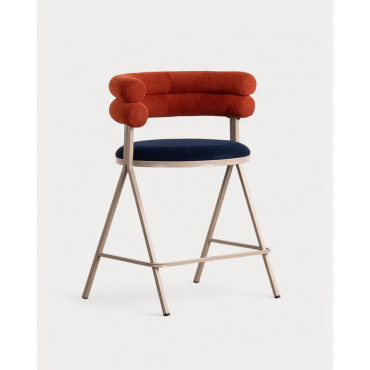 Großer Hocker aus Stoff und Metall (66 cm) Aixa Rot Brick - The Masie