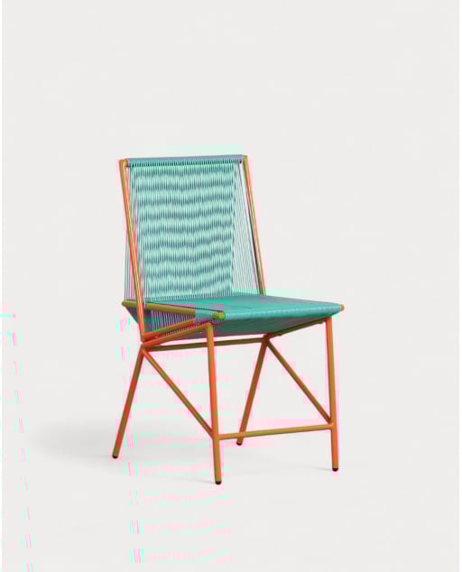 Pack Sie 4 Esszimmerstühle aus synthetischem Rattan und Metall in den Farben Amur