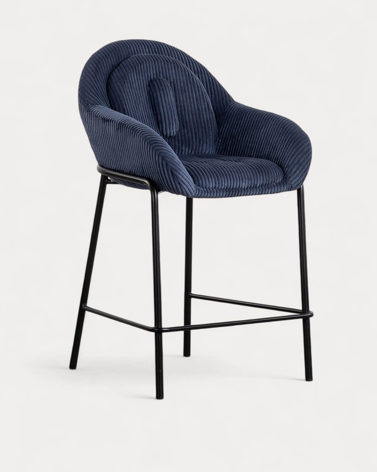 Hoher Hocker aus Dickem Cord und Metall (62 cm) Bres, Galeriebild 1