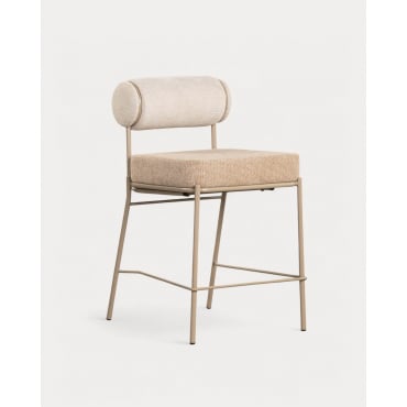 Hoher Hocker aus Stoff und Metall (64,5 cm) Elin Soft Braun Clay - The Masie