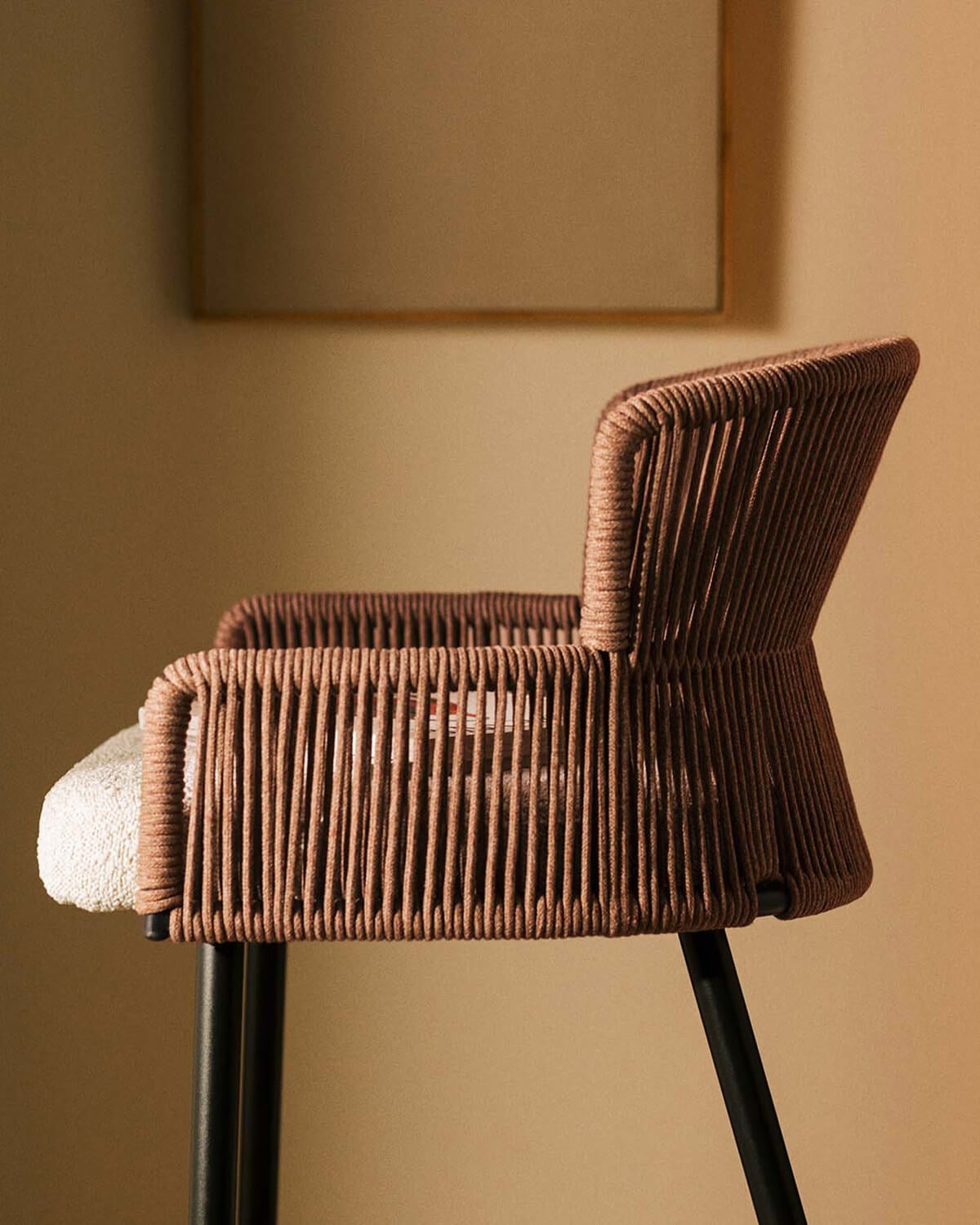 Hoher Hocker aus drean Stoff und Seil (65 cm), Galeriebild 3