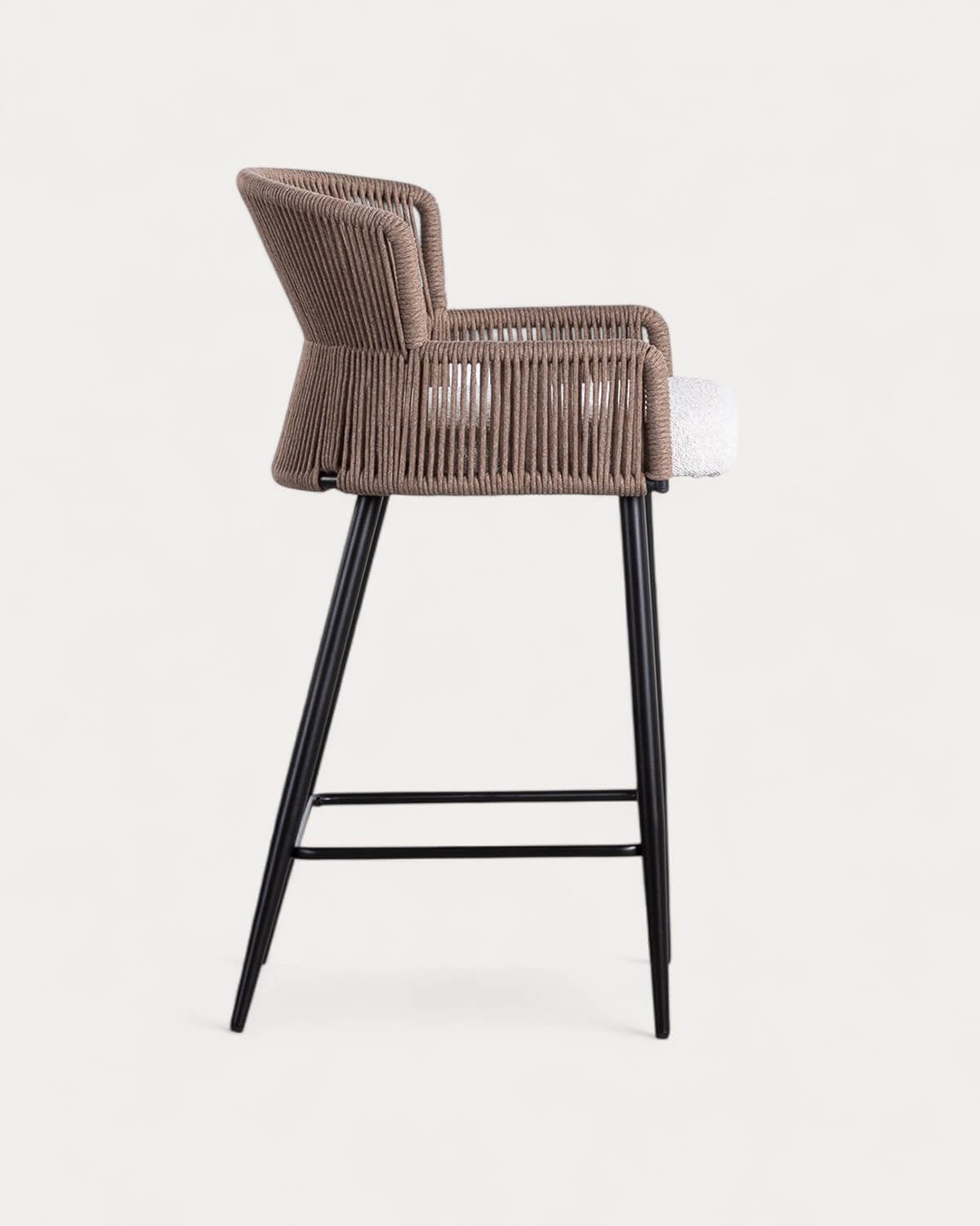 Hoher Hocker aus drean Stoff und Seil (65 cm), Galeriebild 4