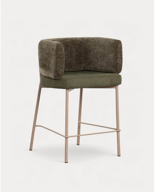 Packen Sie 4 hohe Hocker aus Stoff und Metall (64 cm) Hades Soft