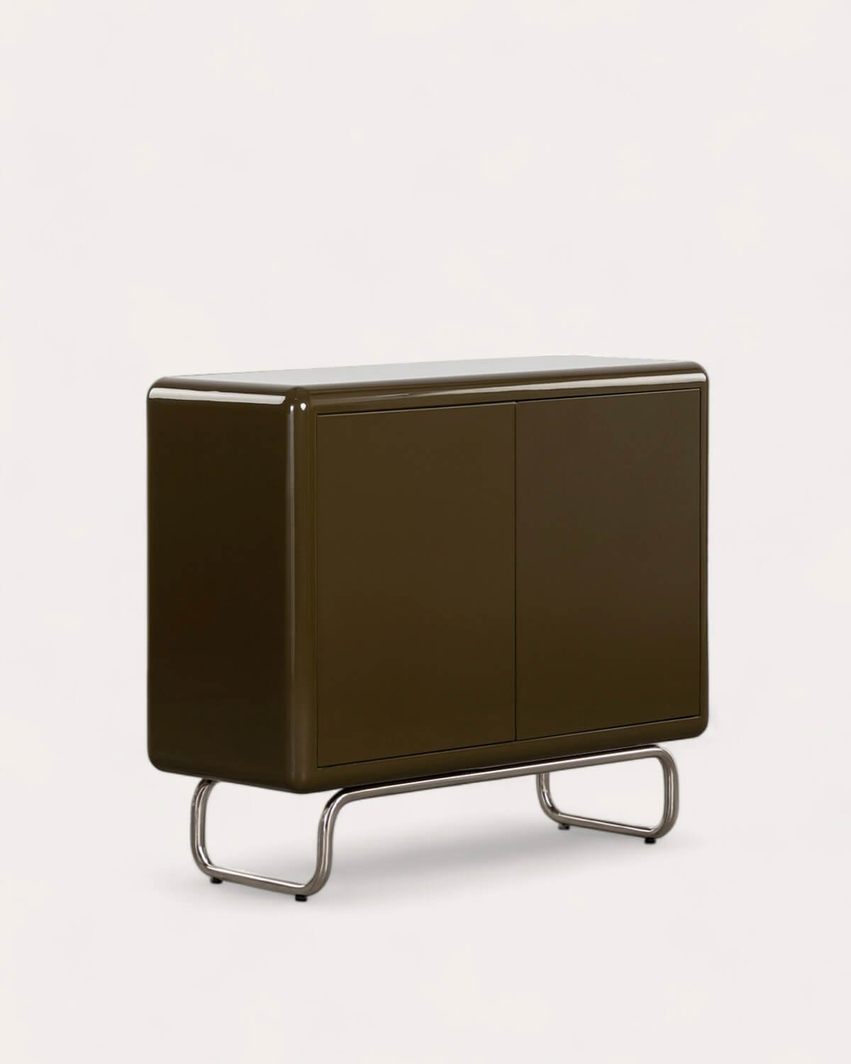 Niedriges Sideboard mit 2 Türen aus Holz und Metall in den Farben Candela Colours, Galeriebild 1