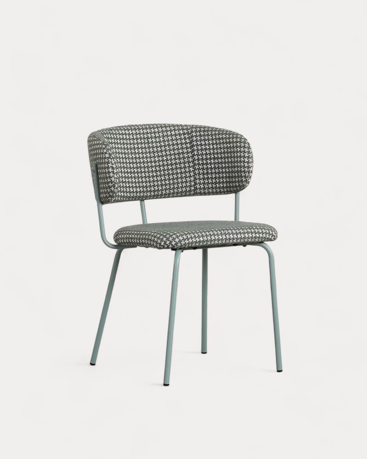 Packung mit 2 Esszimmerstühlen aus Metall und Stoff mit Bonse-Aufdruck, Galeriebild 1