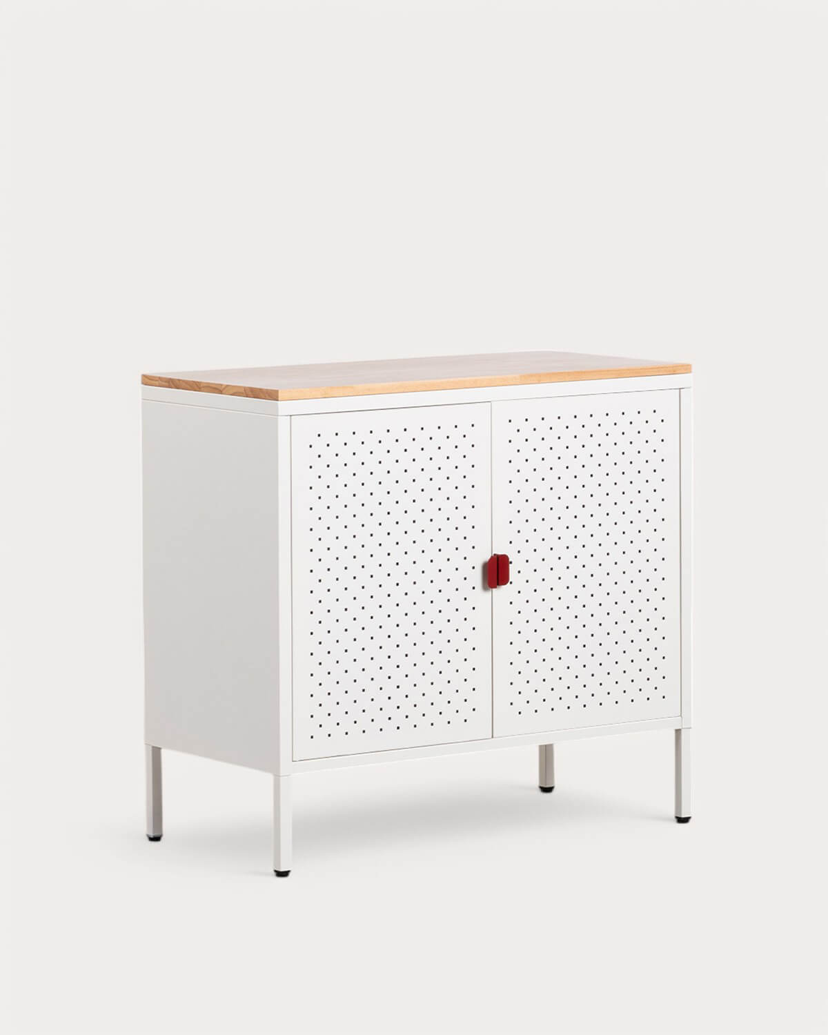 Niedriges Sideboard mit 2 Türen 80x41 cm aus laminiertem Stahl und Kiefernholz Varys, Galeriebild 1